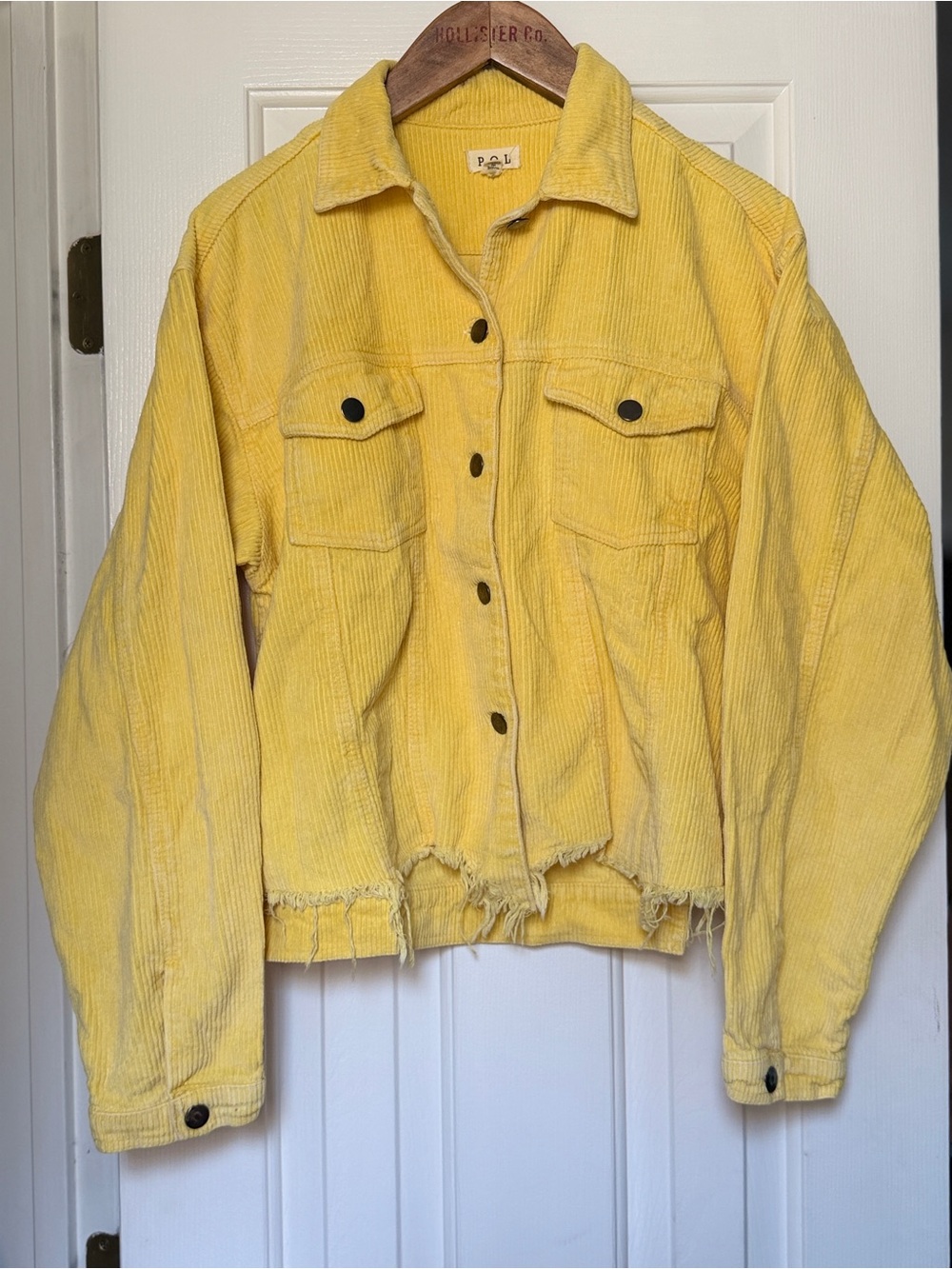POL Yellow Distressed Corduroy Jacket. Sz M